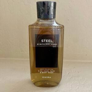 NEW Bath and Body Works Steel 3 in 1 Hair Body Face Wash Mens *Sealed* 10 Oz